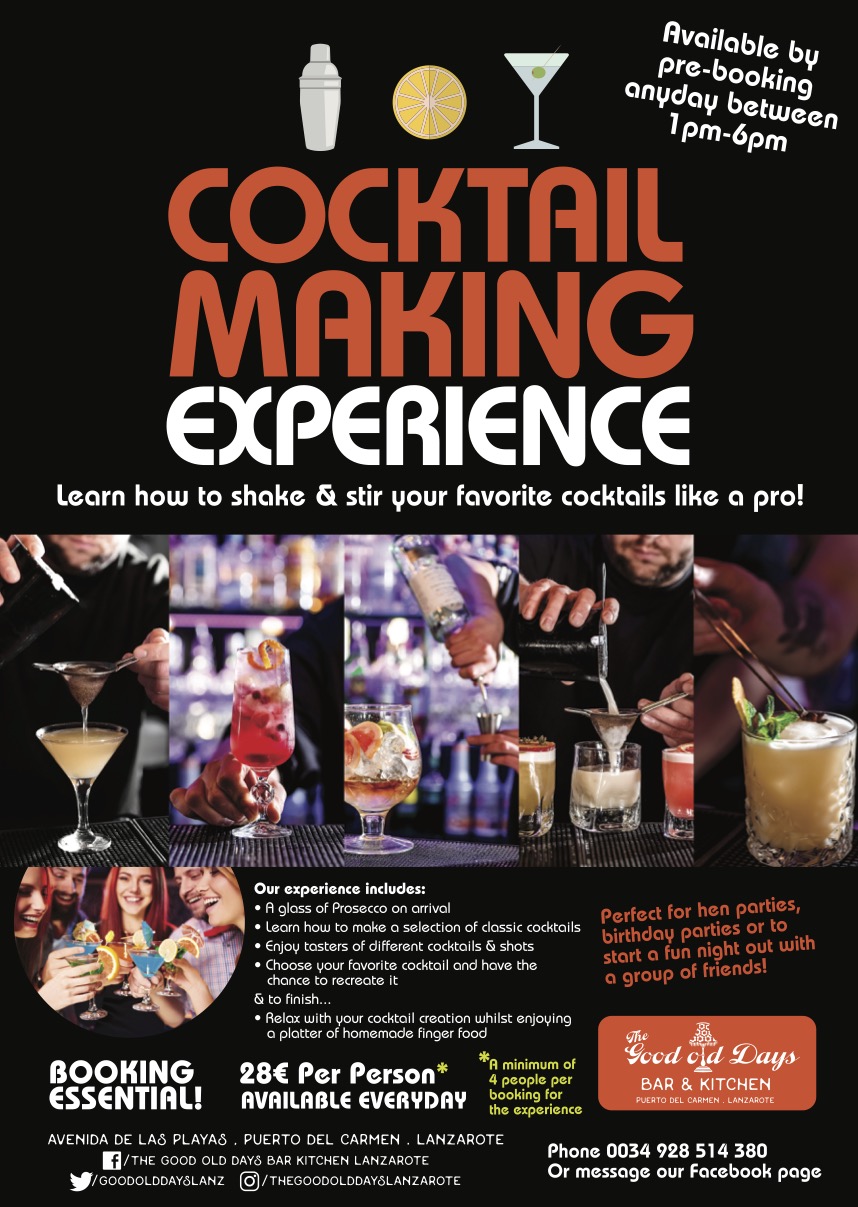 The Good Old Days Lanzarote Cocktail Making Experience